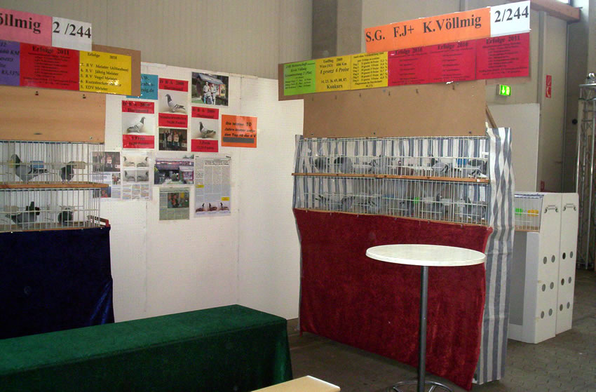 Messestand Kassel mit unseren Verkaufstauben und Platzierungen.